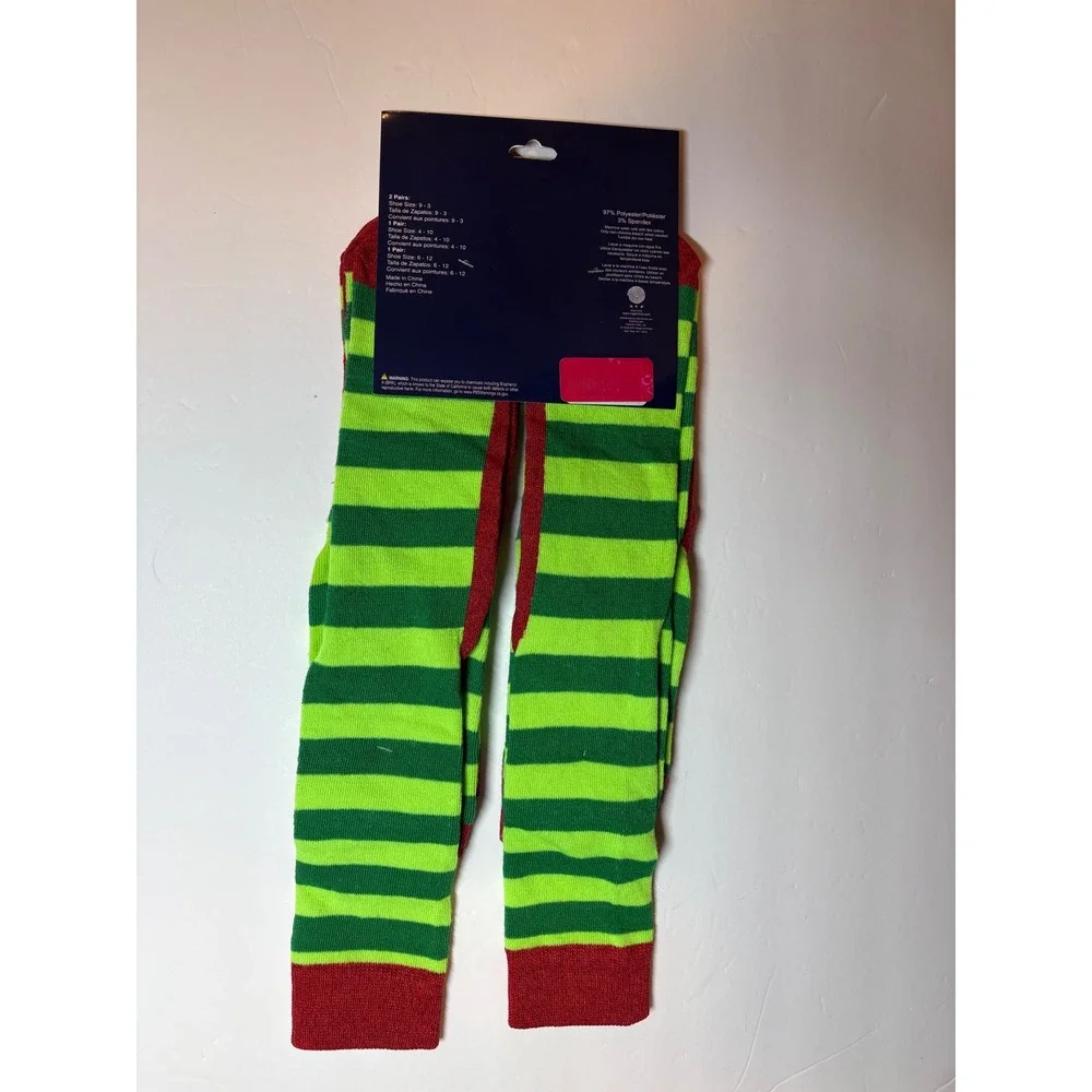HYP Christmas Morning Matching Socks 4 Pairs Raised By Elves Red Green‎ Striped